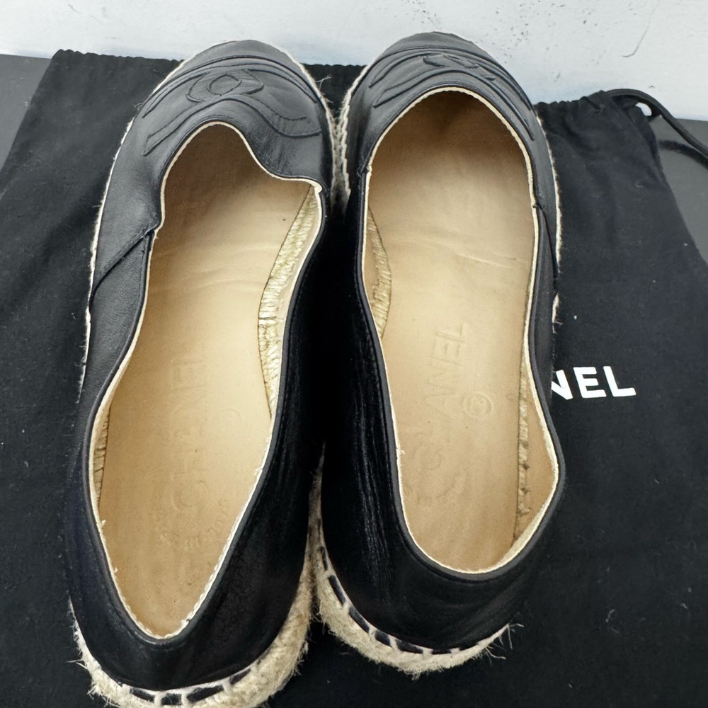 CHANEL Black Leather Espadrilles - Picture 4 of 6